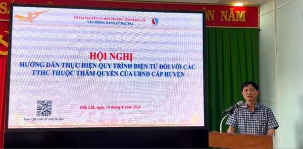 Văn phòng Đăng ký đất đai tỉnh Đắk Lắk tổ chức Hội nghị hướng dẫn việc thực hiện quy trình điện tử đối với các thủ tục hành chính lĩnh vực đất đai thuộc thẩm quyền của UBND cấp huyện.