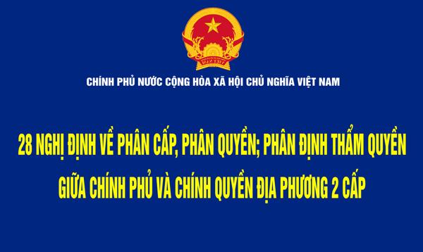 28 Nghị định về phân quyền, phân cấp; phân định thẩm quyền giữa Chính phủ và chính quyền địa phương 2 cấp